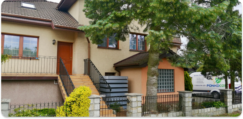 Redukcja Hałasu Agregatu Pomp Ciepła i Klimatyzatorów REMKO SWK 7, instalacja przed domem