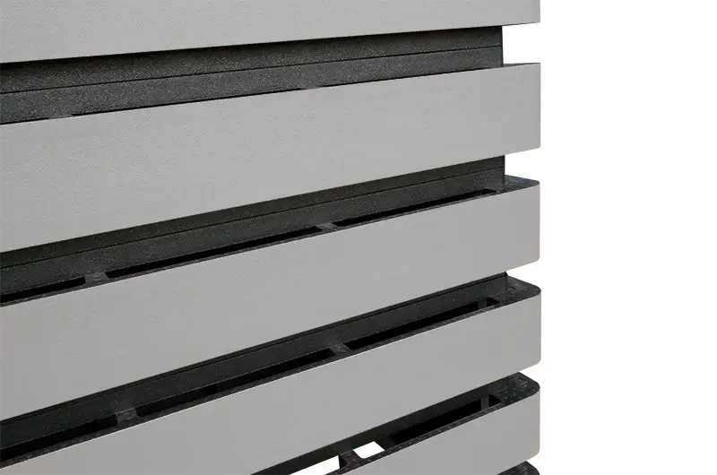 Przekrój osłony dźwiękochłonnej serii SWK do Pompy ciepła